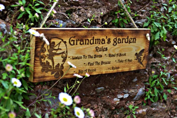 Rectangular Natural Wood Garden Sign